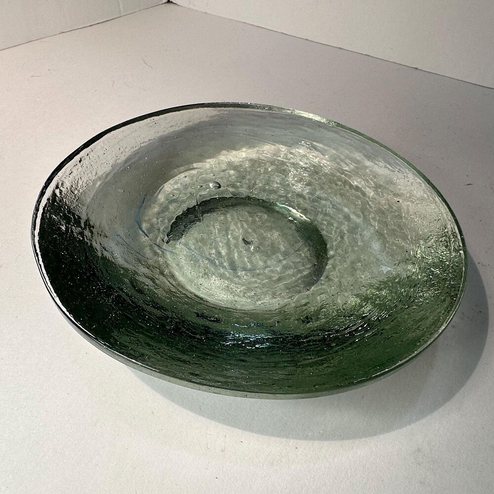 Vintage Clear Textured Glass Domed Disk Pillar Candle Holder (Fire and Ice?) - Picture 14 of 16